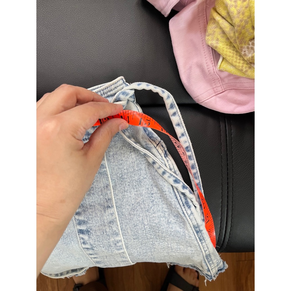 SO Light Wash Denim Wrap Skort with Side Tie and Frayed Hem Size 5 - Picture 2 of 8